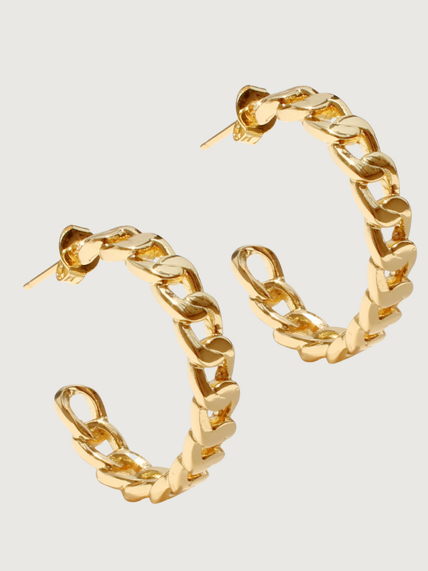 Maya Hoop Earrings in 18K Gold Plated Brass