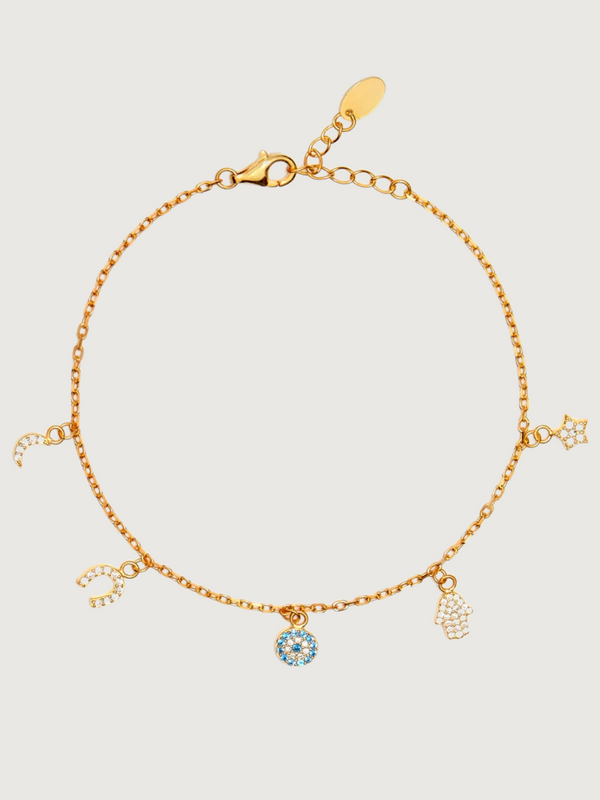 Rayan Charm Bracelet in 18k Gold Plated Sterling Silver