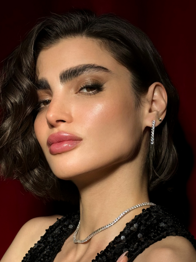 Model Wearing Zara Drop Earrings in Sterling Silver Jewelry for Pierced Ears 925 Metal Stone One Size 3.7gms