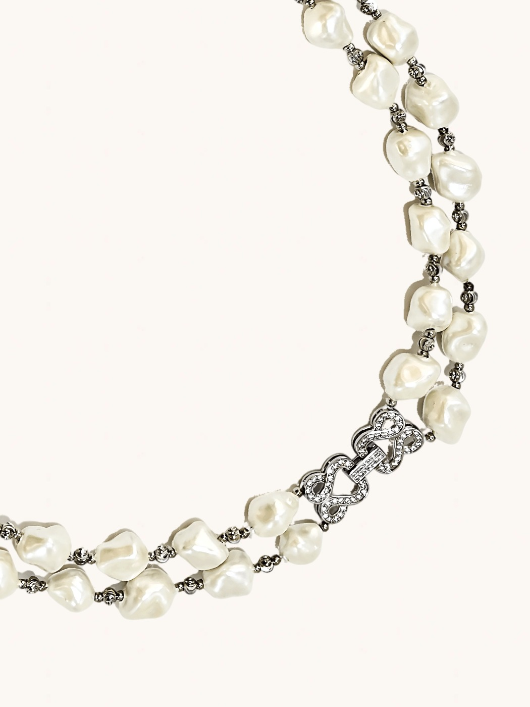 Rear View of Mariam Pearl Necklace Comfort Fit Rhodium Plated Brass One Size 90.5gms