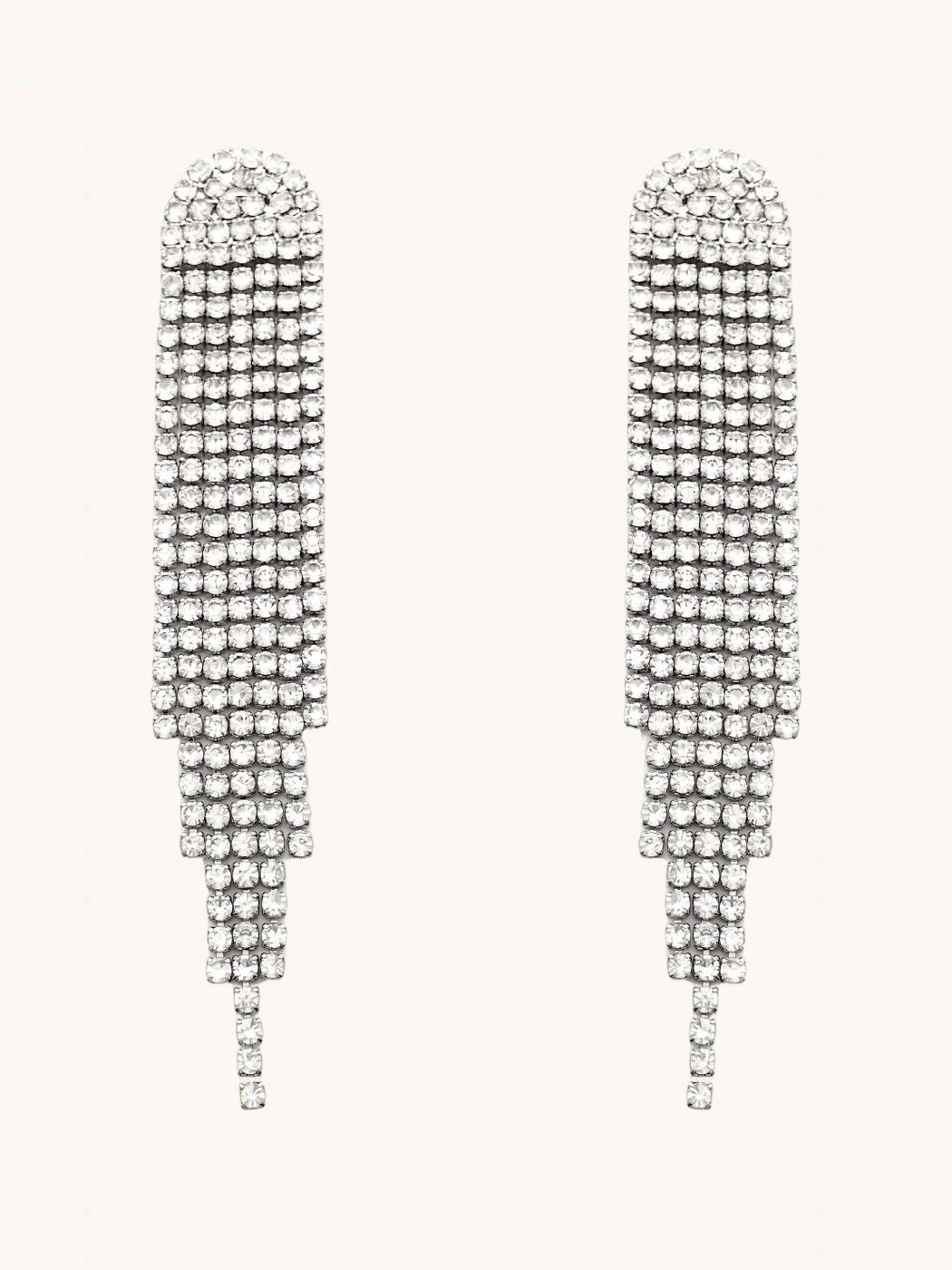 Front View of Sally Shimmer Earrings Jewelry for Pierced Ears Rhodium Plated Copper 925 Sterling Silver One Size 11gms