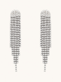 Front View of Sally Shimmer Earrings Jewelry for Pierced Ears Rhodium Plated Copper 925 Sterling Silver One Size 11gms