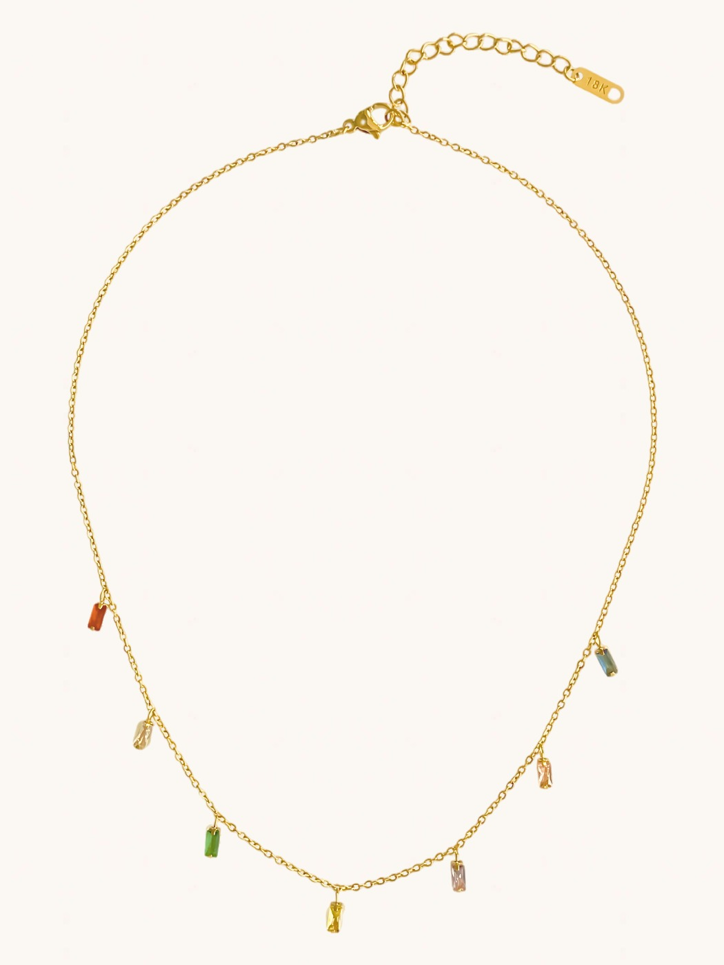 Front View of Kiara Charm Necklace in 18k Gold-Plated Metal Adjustable Length Gold Plated Steel | Hypoallergenic Tarnish Resistant Sweat Water Eco - Friendly One Size 2.6gms
