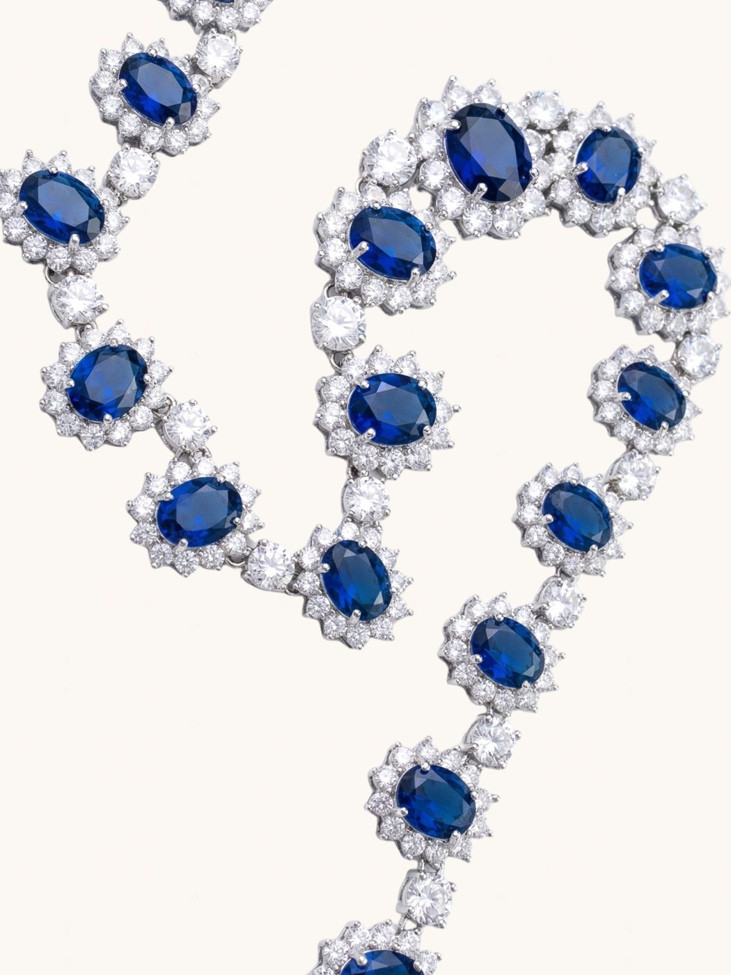 Closeup of Azeneth Necklace and Earrings Set in Rhodium Plated Metal Comfort Fit Copper 16 inches 63.9gms