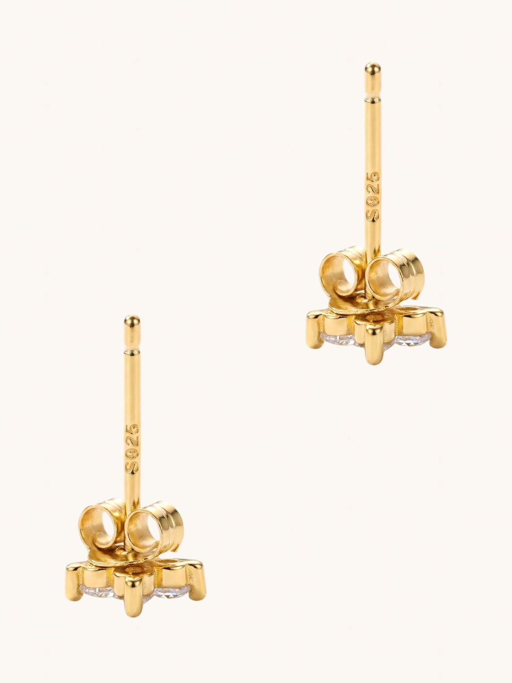 Rear View of Irene Star Stud Earrings in 18K Gold Plated Sterling Silver Jewelry for Pierced Ears 18k 925 0.6gms