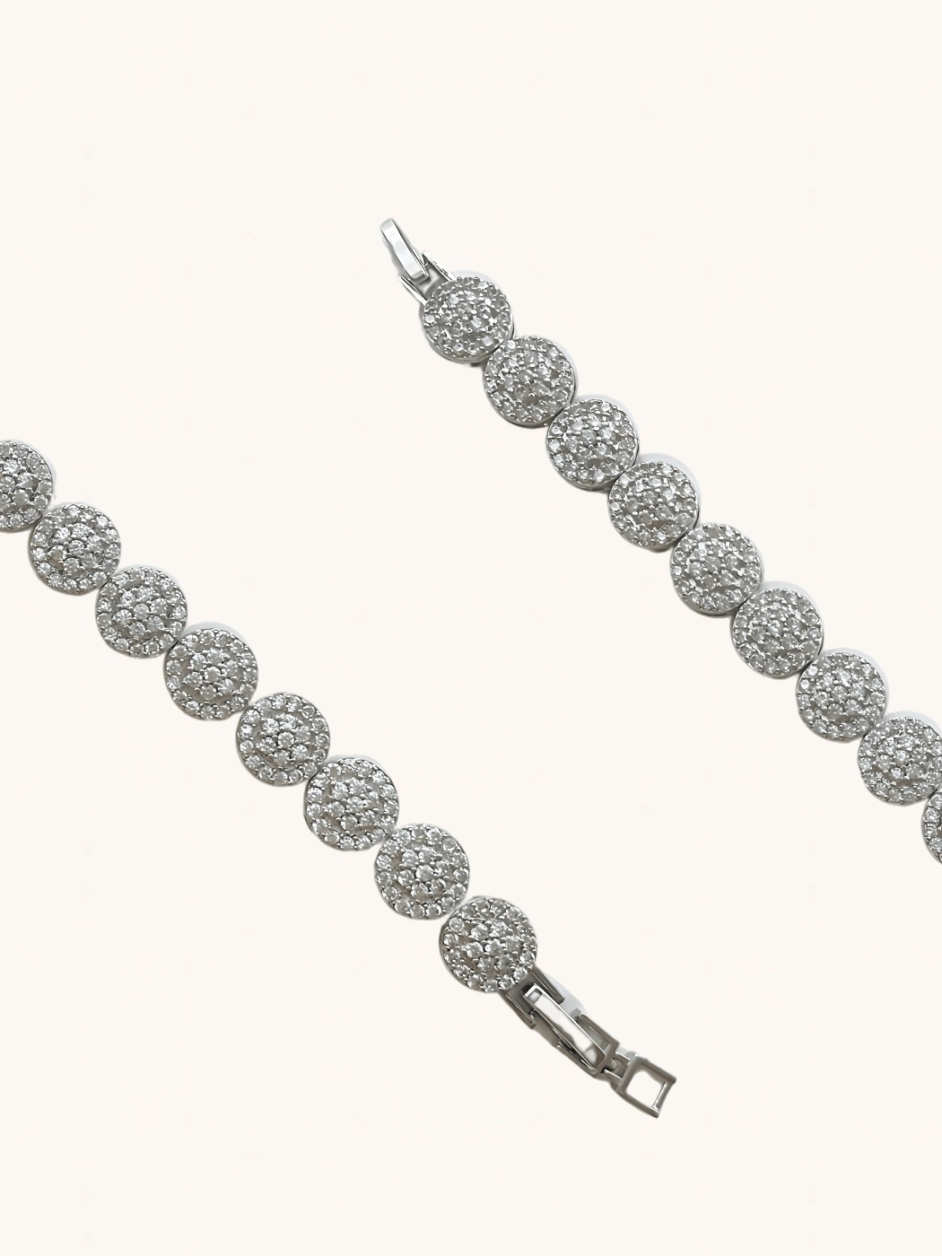 Rear View of Miral Disc Bracelet in Rhodium Plated Metal Comfort Fit Copper 19 cm 16.8gms Mix