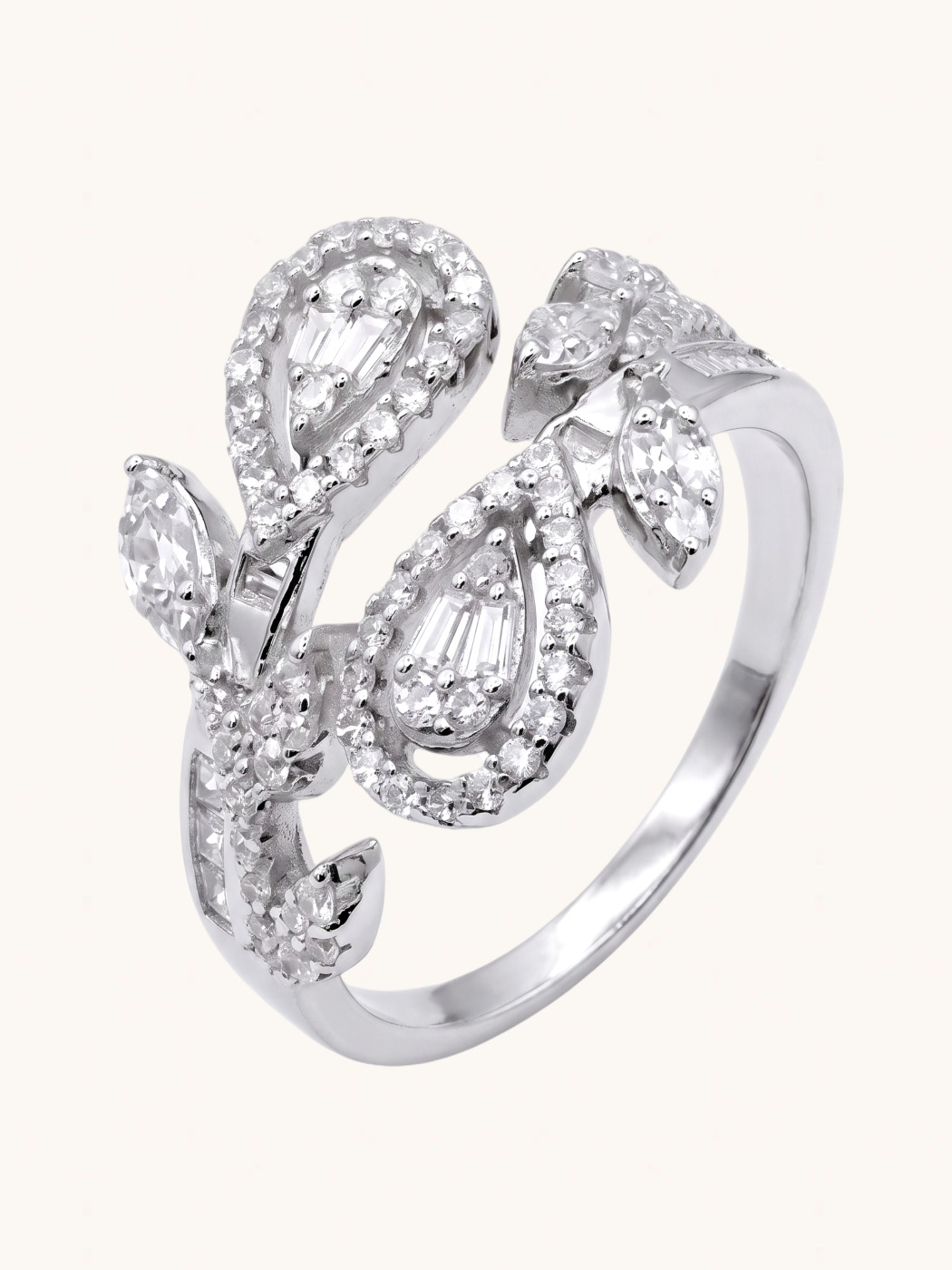 Closeup of Cassy Open Adjustable Ring Comfort Fit 925 Sterling Silver 7 mm 3.4gms