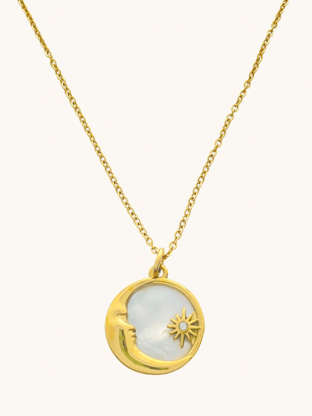 Front View of Nova Pendant Necklace in 18k Gold Plated Metal Adjustable Length Steel | Hypoallergenic Tarnish Resistant Sweat Water One Size 4.2gms