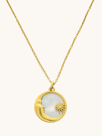 Front View of Nova Pendant Necklace in 18k Gold Plated Metal Adjustable Length Steel | Hypoallergenic Tarnish Resistant Sweat Water One Size 4.2gms