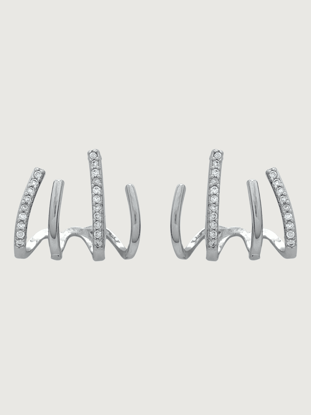 Front View of Carla Claw Stud Earrings in Sterling Silver Jewelry for Pierced Ears 925 Metal Stone One Size 2.4gms