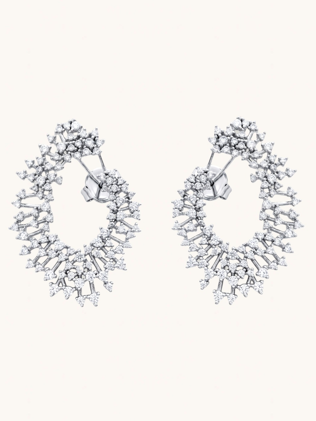 Front View of Zahra Stud Earrings Jewelry for Pierced Ears 925 Sterling Silver One Size 21.1gms