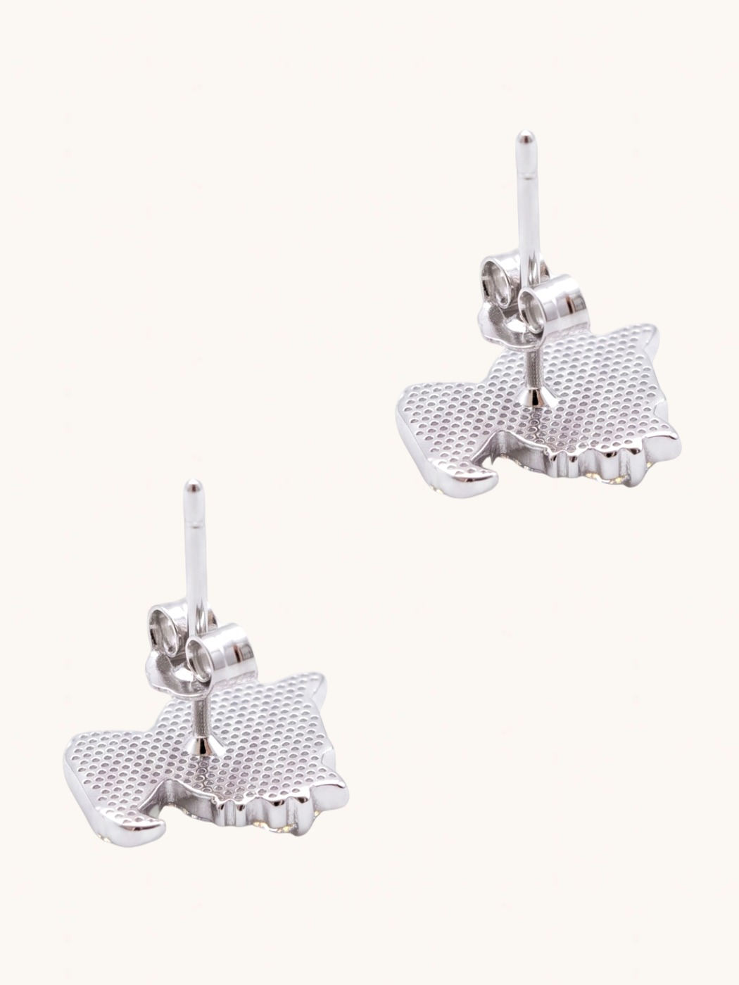 Rear View of Cleo Kitty Enamel Stud Earrings Jewelry for Pierced Ears 925 Sterling Silver 9.82 mm 1.6gms