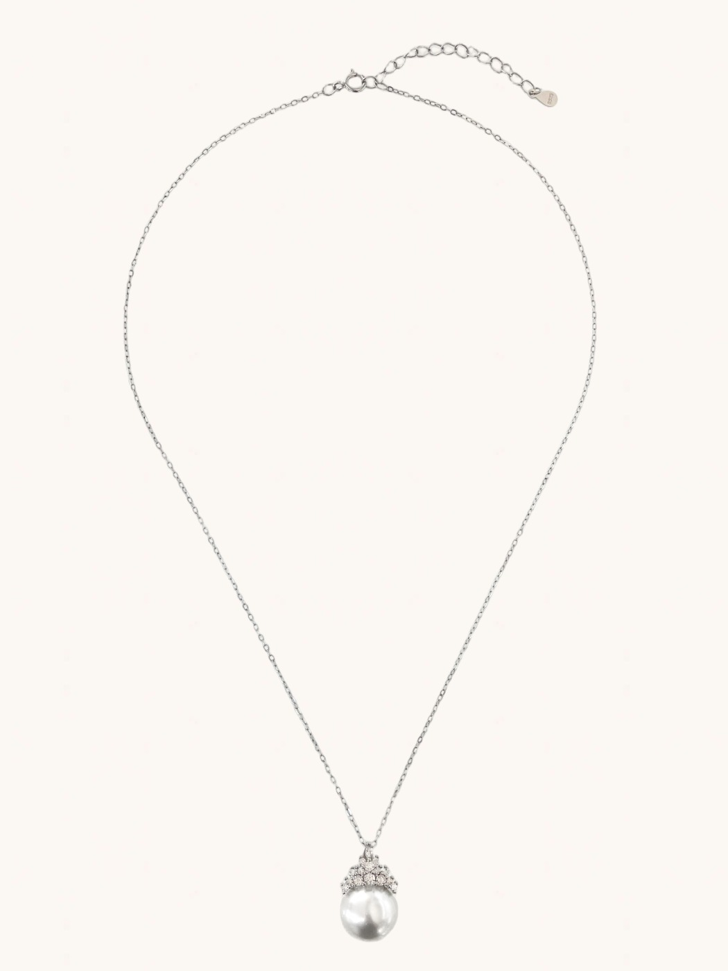 Rear View of Eleanor Pearl Drop Pendant Necklace and Earring Set in 925 Sterling Silver Comfort Fit 16 inches 8.5gms