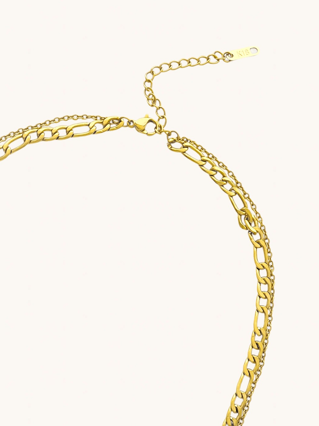 Rear View of Duo Layered Necklace in 18k Gold-Plated Metal Adjustable Length Gold Plated Steel | Hypoallergenic Tarnish Resistant Sweat Water Eco - Friendly One Size 12.3gms