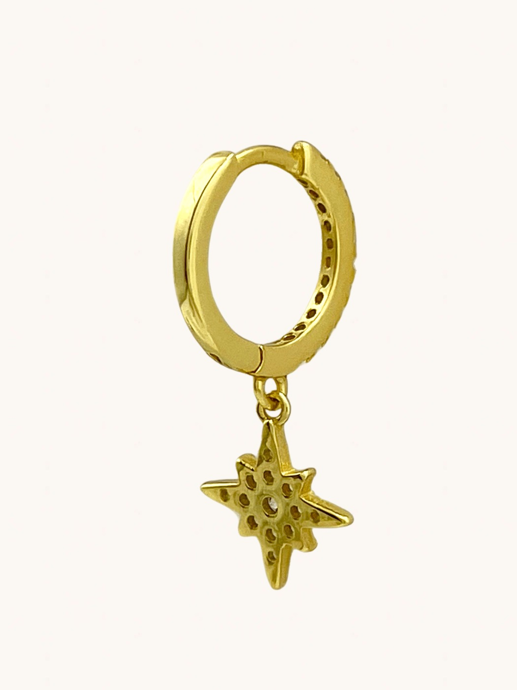 Rear View of Stella Star Single Earring in 18k Gold-plated Sterling Silver Jewelry for Pierced Ears Gold Plated 925 Metal Stone One Size 0.7gms