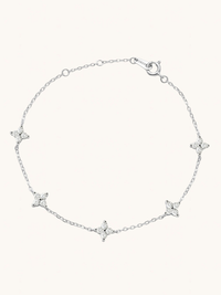 Front View of Irene Star Charm Bracelet Adjustable Length 925 Sterling Silver 7.5 inches 1.3gms