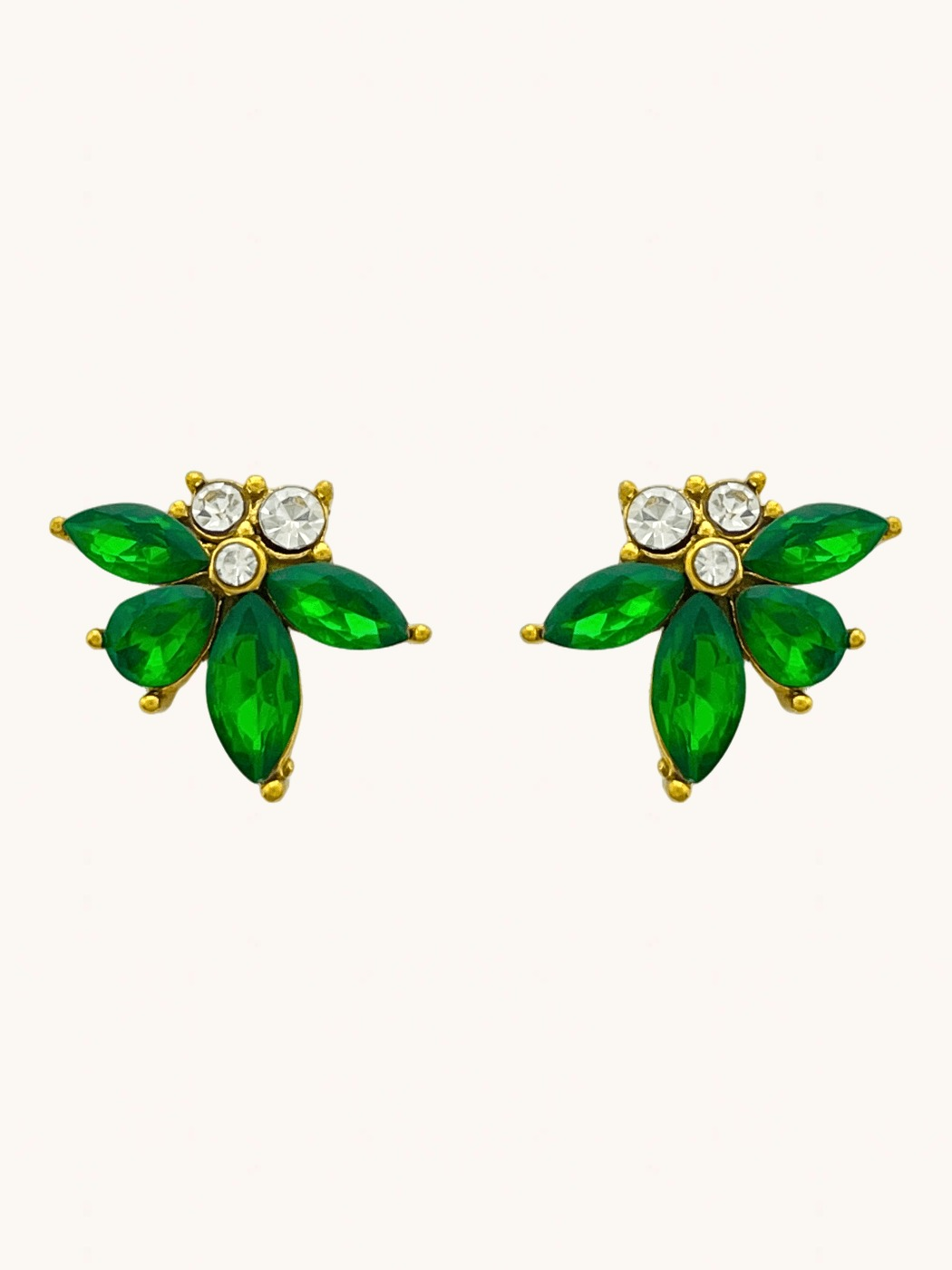Front View of Jayda Stud Earrings in 18k Gold Plated Metal Jewelry for Pierced Ears Steel | Hypoallergenic Tarnish Resistant Sweat Water Stone Eco - Friendly One Size 1.6gms Stainless