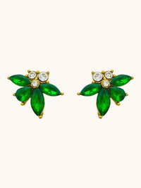 Front View of Jayda Stud Earrings in 18k Gold Plated Metal Jewelry for Pierced Ears Steel | Hypoallergenic Tarnish Resistant Sweat Water Stone Eco - Friendly One Size 1.6gms Stainless