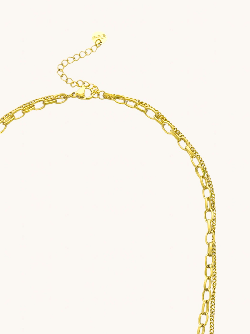 Rear View of Gold Aura Evil Eye Layered Necklace in 18k Gold-Plated Metal Adjustable Length Plated Steel | Hypoallergenic Tarnish Resistant Sweat Water Eco - Friendly One Size 14.2gms