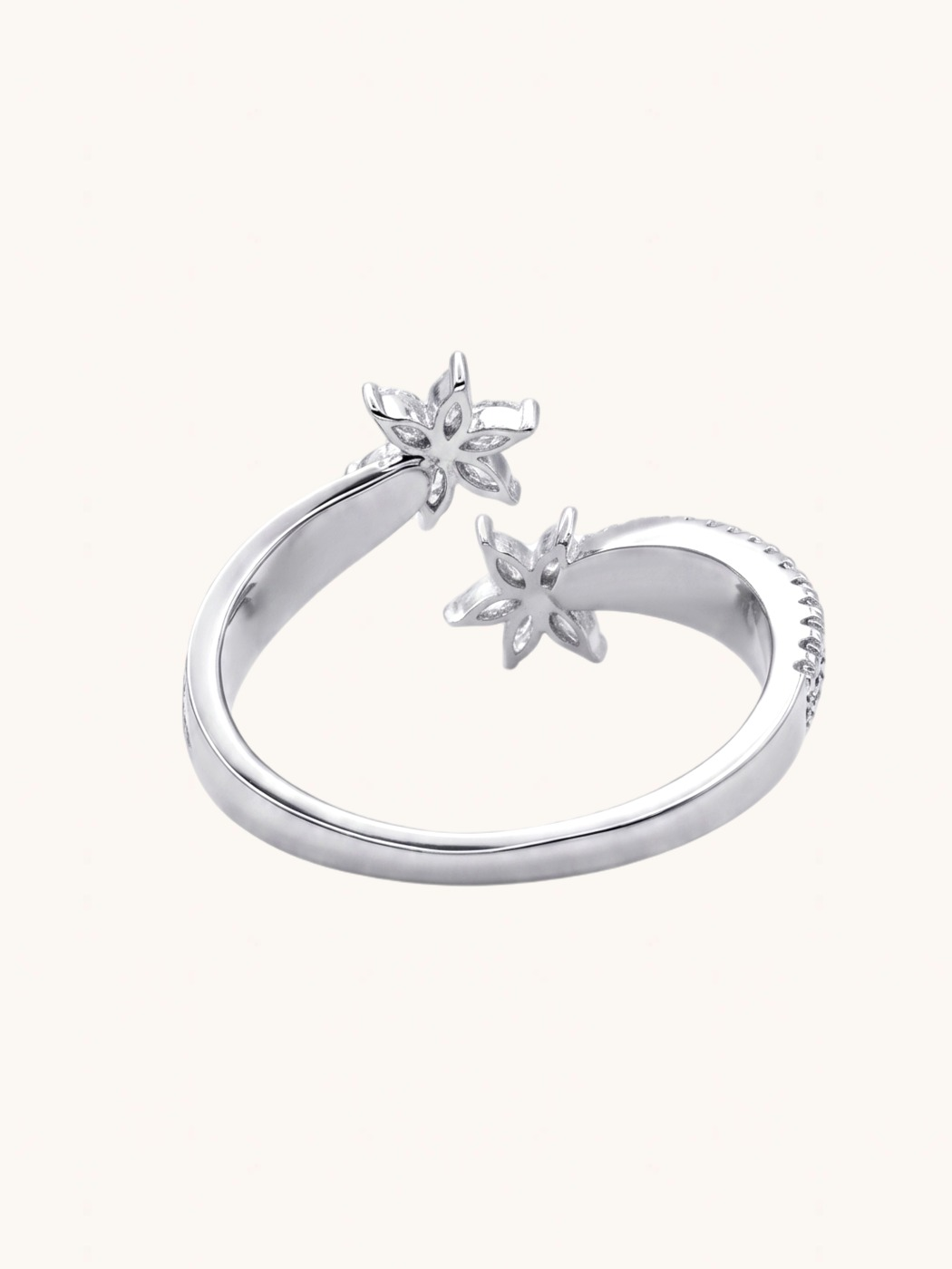 Rear View of Aya Bliss Open Adjustable Ring Comfort Fit 925 Sterling Silver 7 mm 3.47gms