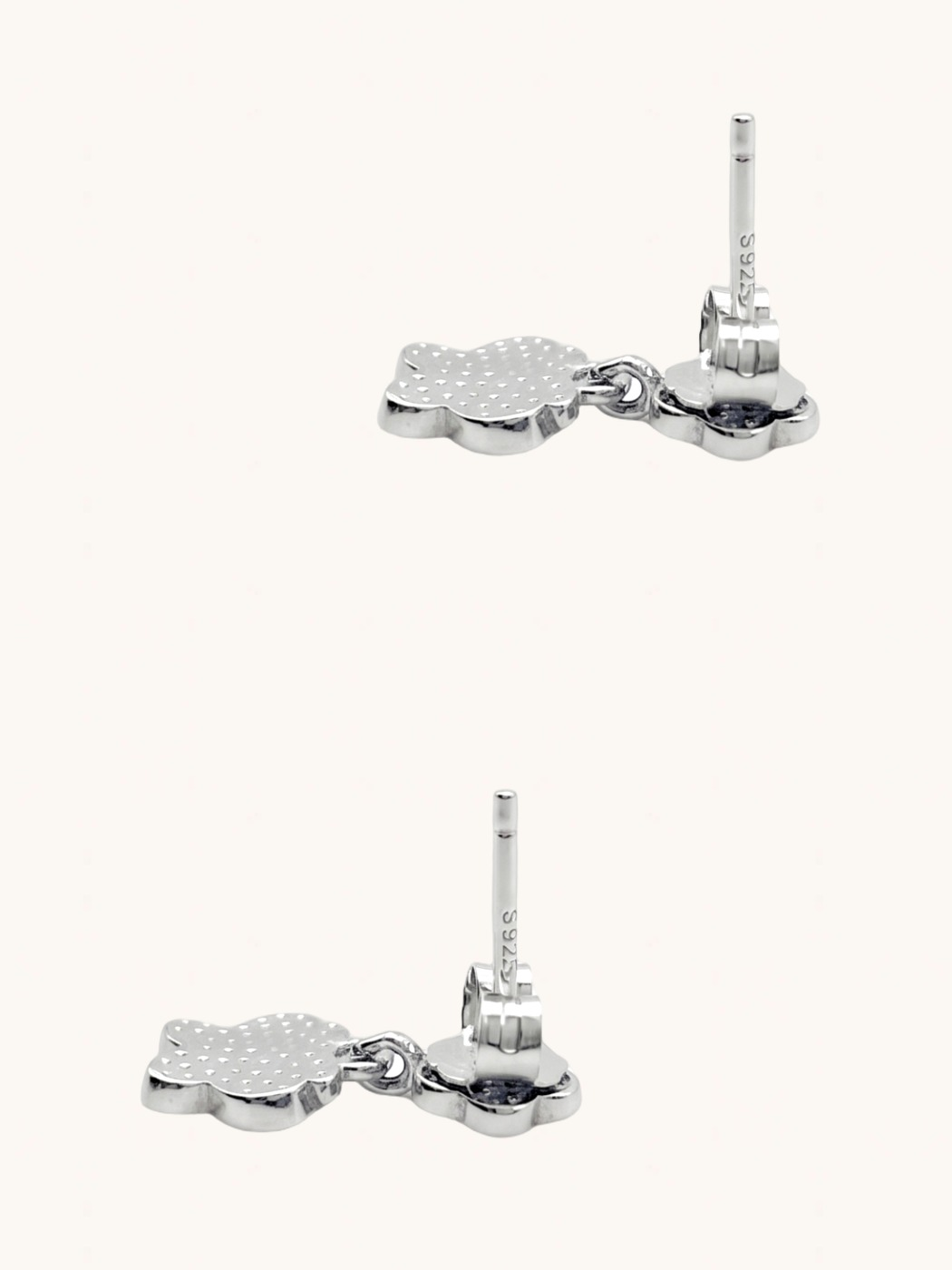 Rear View of Little Princess Butterfly Dangle Earrings Jewelry for Pierced Ears 925 Sterling Silver One Size 1.8gms