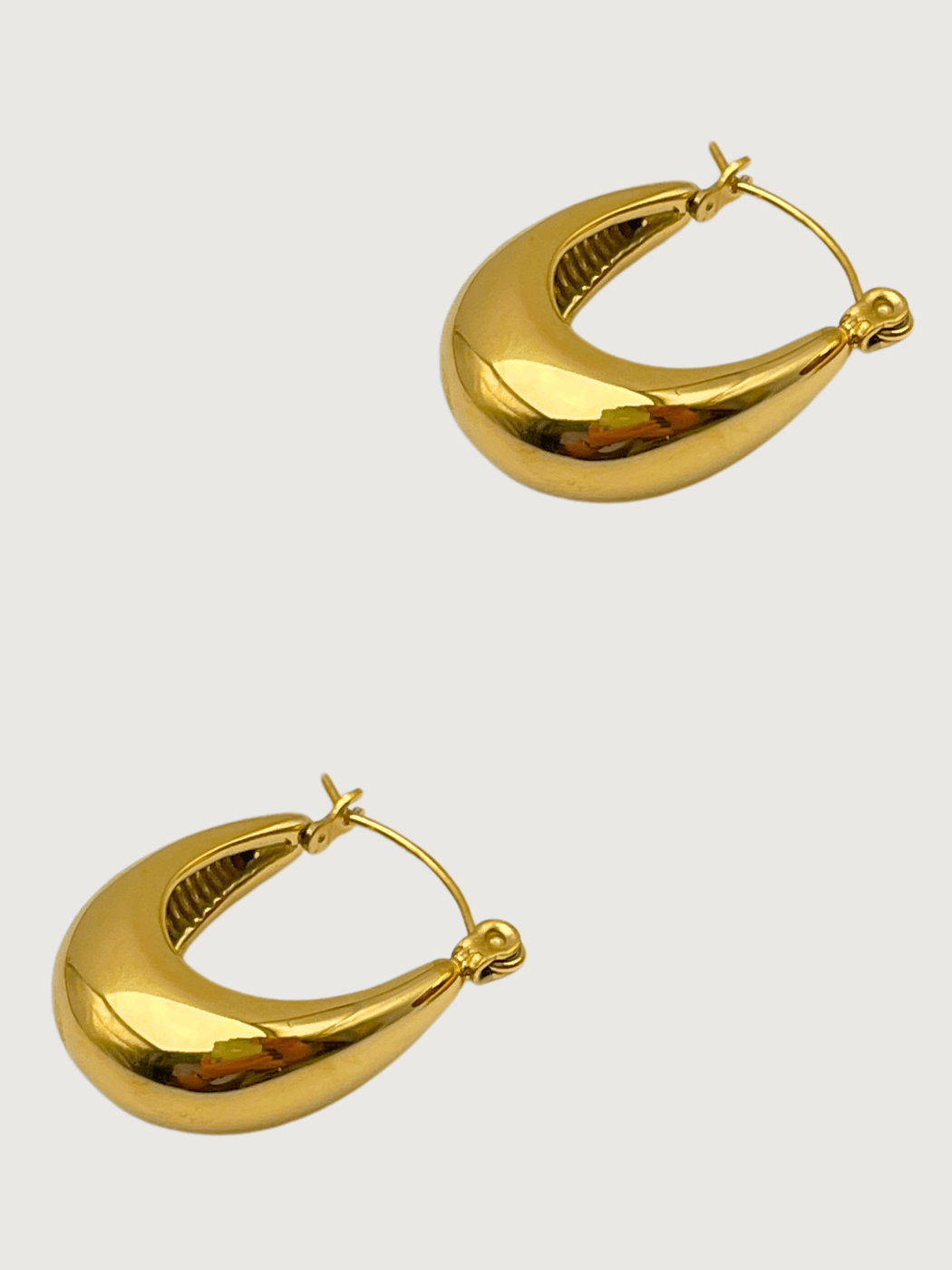Rear View of Mia Moon Bucket Earrings in 18K Gold Plated Metal Jewelry for Pierced Ears 18k Steel | Hypoallergenic Tarnish Resistant Sweat Water Eco - Friendly One Size 6.1gms
