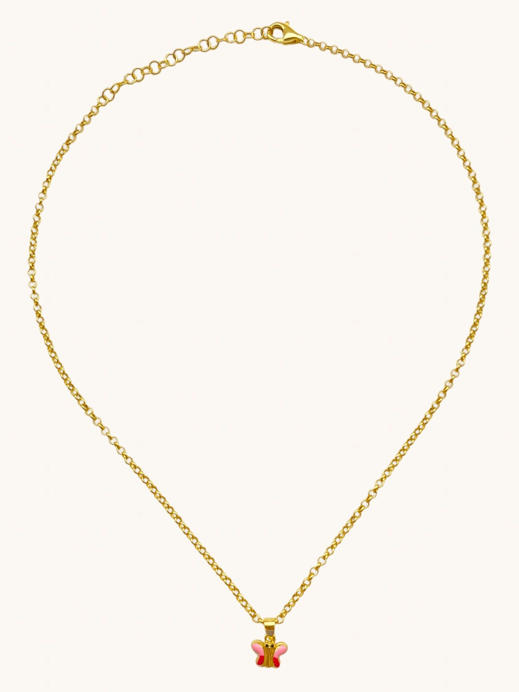 Rear View of Little Princess Butterfly Pendant Necklace in 18k Gold Plated sterling silver Adjustable Length 925 Sterling Silver Metal 14 inches 4gms