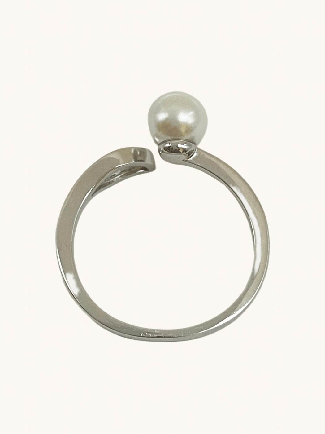 Rear View of Bianca Stunning Sterling Silver Pearl Ring Open-Adjustable-Resizable 925 Metal Stone One Size 2.5gms