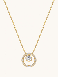 Front View of Rhea Ring Solitaire Pendant Necklace Adjustable Length 925 Sterling Silver 17 inches 2.9gms