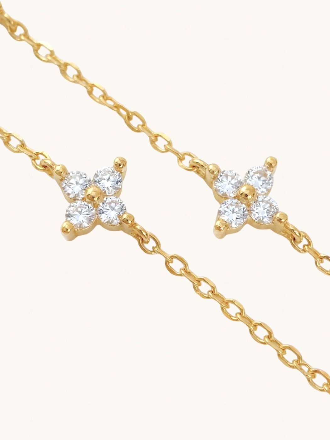 Rear View of Irene Star Charm Anklet in 18K Gold Plated Sterling Silver Adjustable Length 18k 925 1.7gms