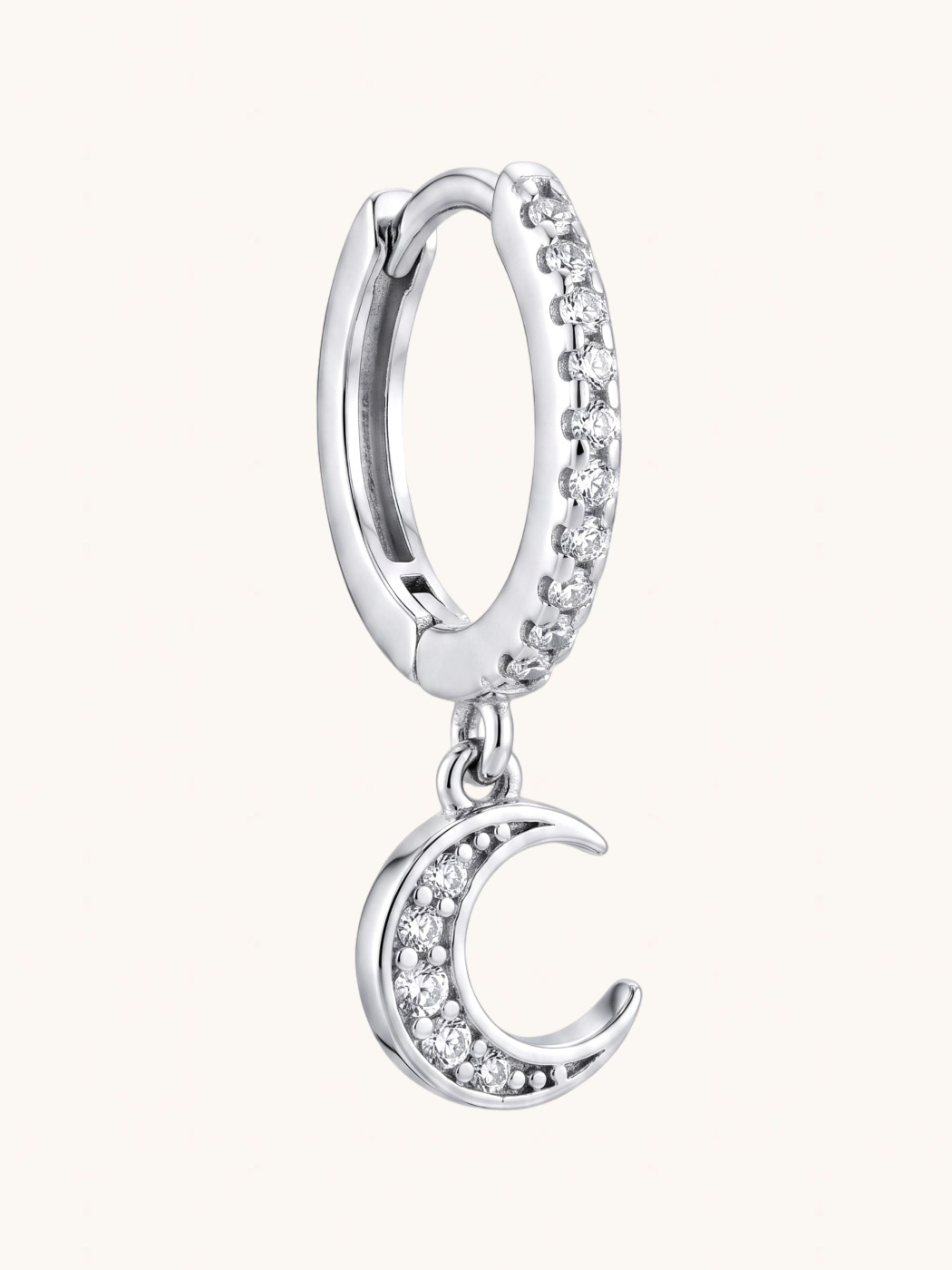 Front View of Stella Crescent Single Earring Jewelry for Pierced Ears 925 Sterling Silver One Size 0.7gms