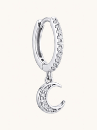 Front View of Stella Crescent Single Earring Jewelry for Pierced Ears 925 Sterling Silver One Size 0.7gms