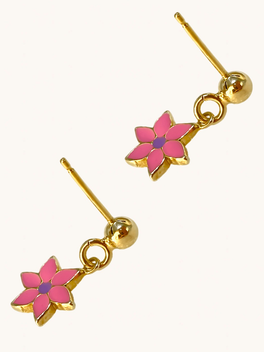 Rear View of Little Princess flower Earrings in 18k Gold Plated sterling silver Jewelry for Pierced Ears 925 Sterling Silver Metal One Size 1.8gms