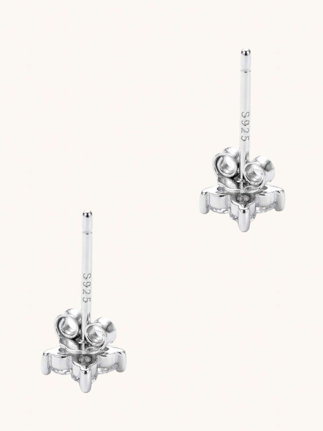 Rear View of Irene Star Stud Earrings in 925 Sterling Silver Jewelry for Pierced Ears 0.6gms