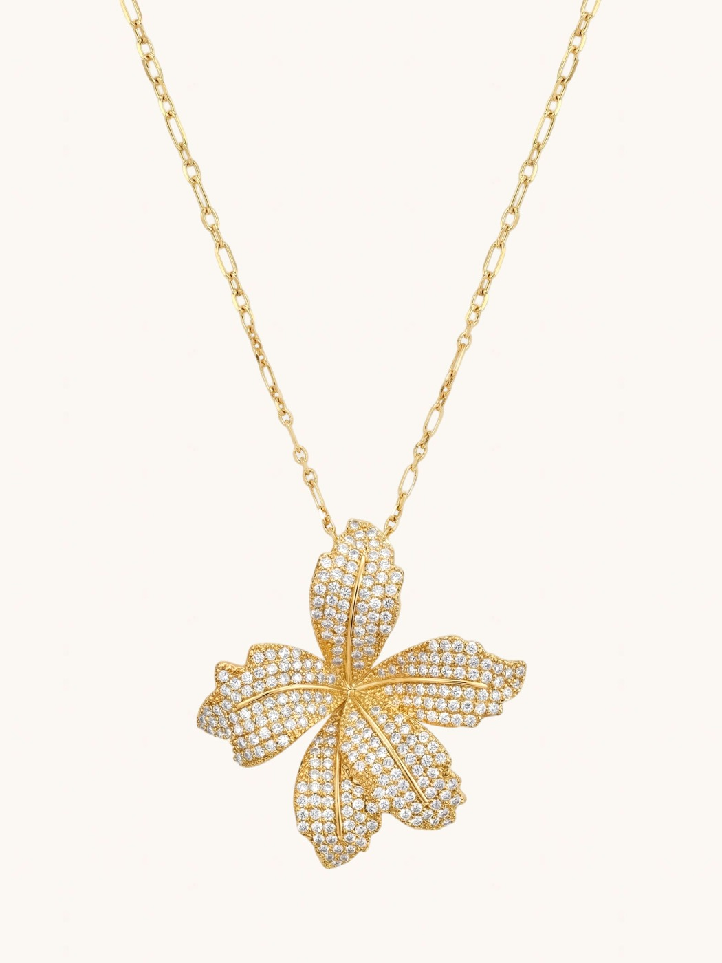 Front View of Orchid Bloom Brooch in 18k Gold Plated Metal Comfort Fit 18K Brass 925 Sterling Silver One Size