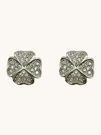Front View of Cara Clover Stud Earrings in 925 Sterling Silver Jewelry for Pierced Ears 9.6 mm 1.8gms