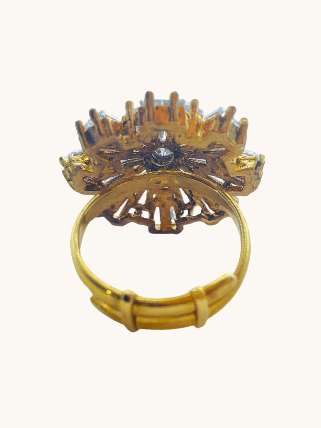 Rear View of Blossom Ring in 18k Gold-Plated Sterling Silver Regular Gold Plated 925 Metal One Size 8gms
