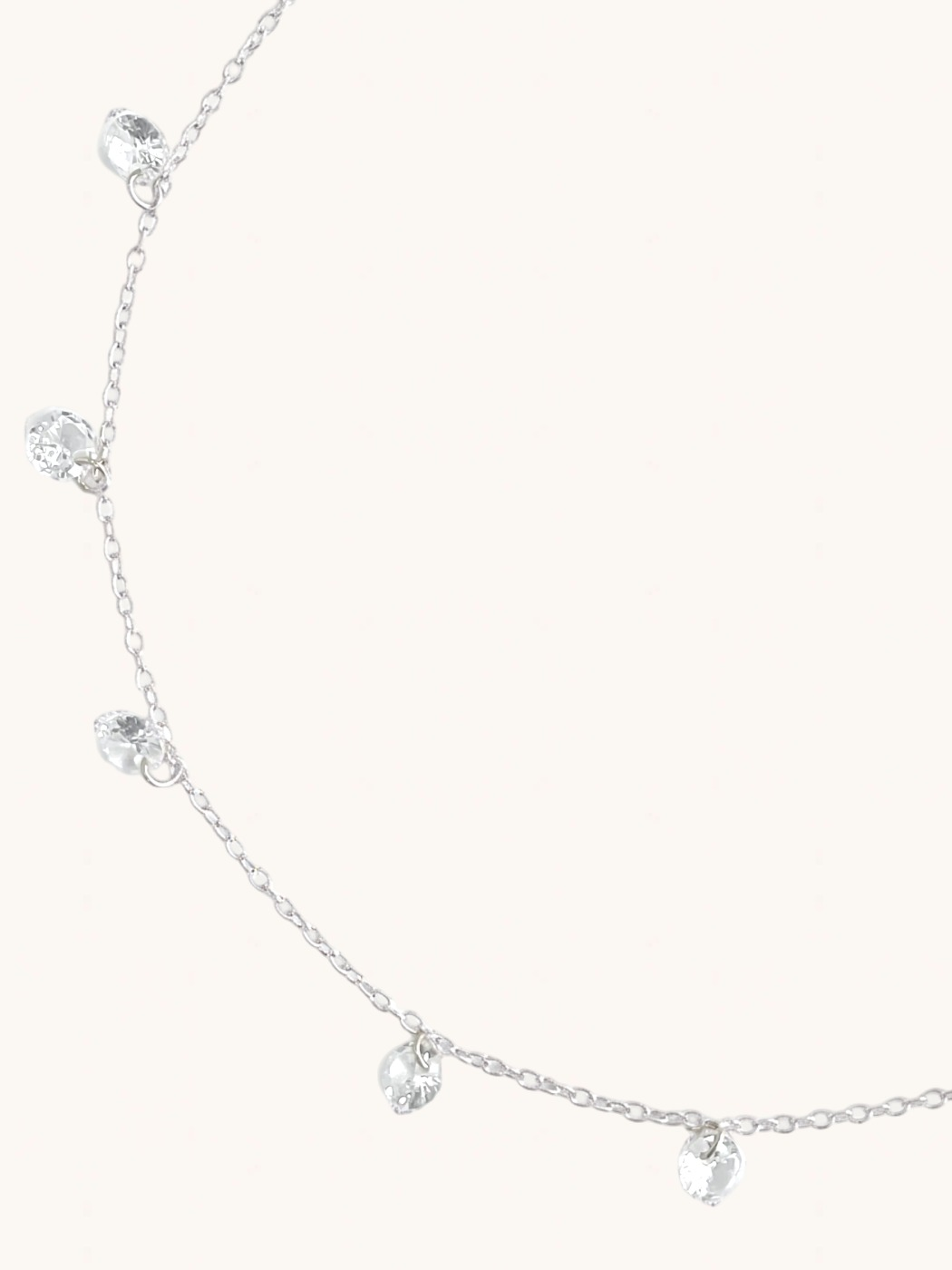 Closeup of Lumi Anklet Adjustable Length 925 Sterling Silver 8 inches 1.5gms