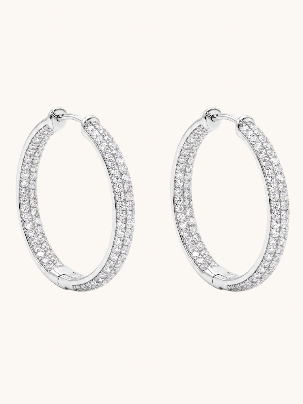 Front View of Siya Hoop Earrings Jewelry for Pierced Ears 925 Sterling Silver One Size 11gms