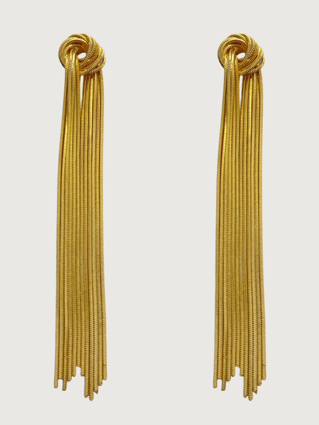 Front View of Clara Tassel Earrings in 18K Gold Plating Jewelry for Pierced Ears Plated Copper 18k 925 Sterling Silver Metal One Size 15.5gms