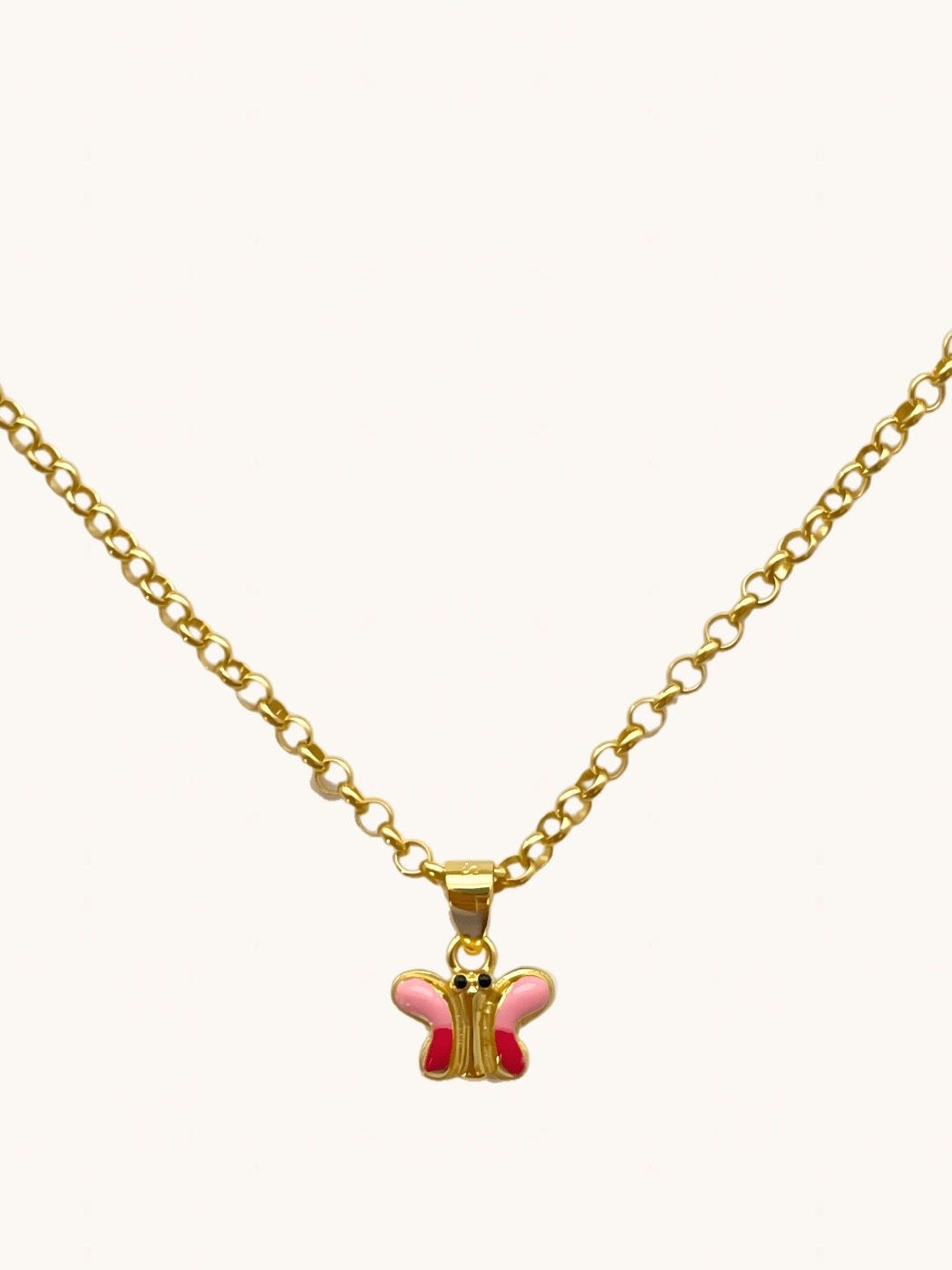 Front View of Little Princess Butterfly Pendant Necklace in 18k Gold Plated sterling silver Adjustable Length 925 Sterling Silver Metal 14 inches 4gms