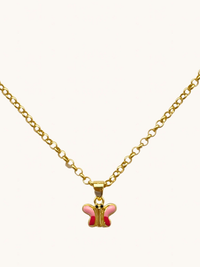 Front View of Little Princess Butterfly Pendant Necklace in 18k Gold Plated sterling silver Adjustable Length 925 Sterling Silver Metal 14 inches 4gms