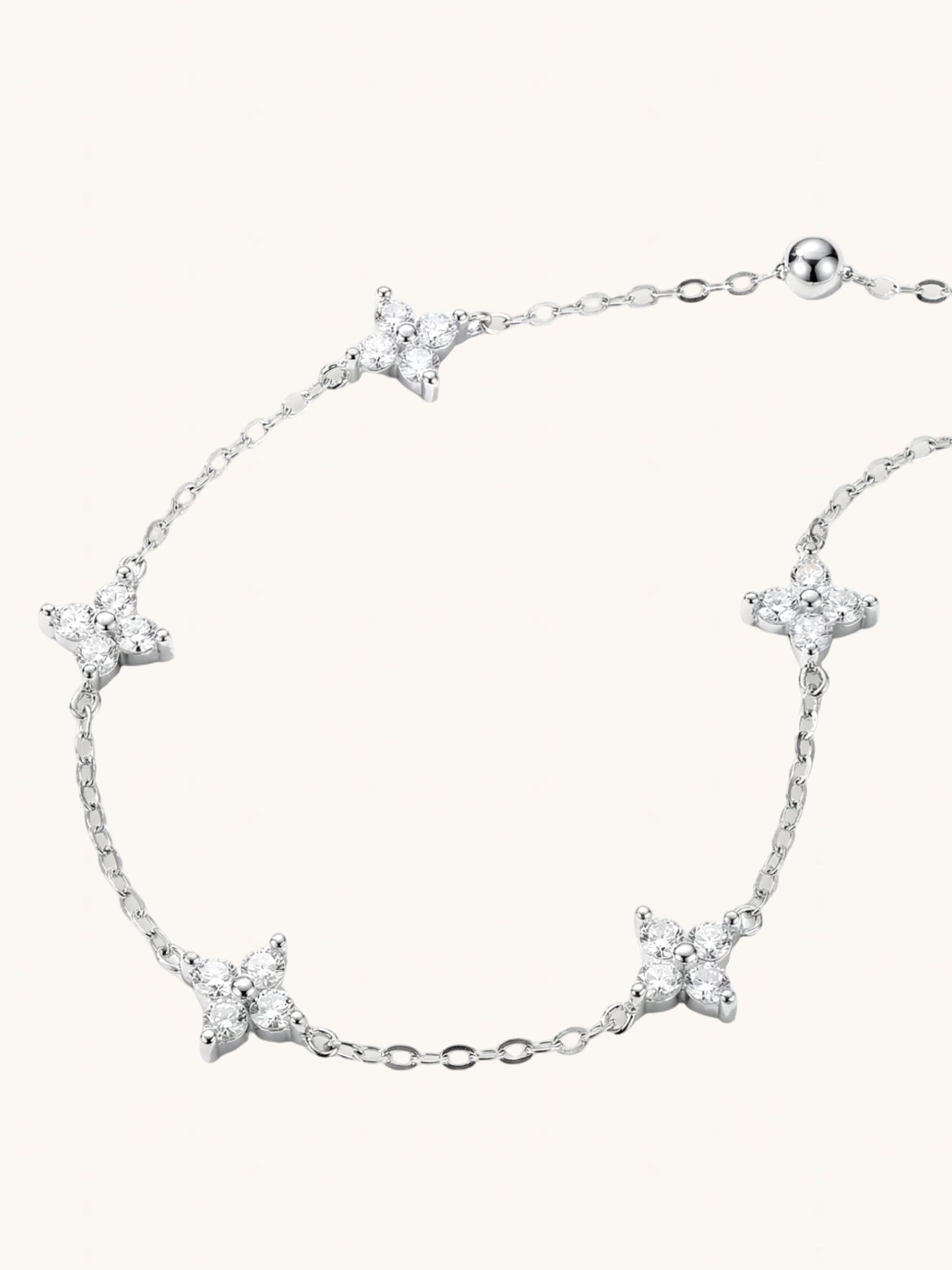 Closeup of Irene Star Charm Anklet in 925 Sterling Silver Adjustable Length 1.7gms