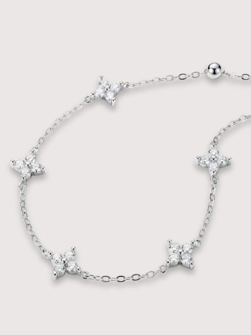 Closeup of Irene Star Charm Anklet in 925 Sterling Silver Adjustable Length 1.7gms