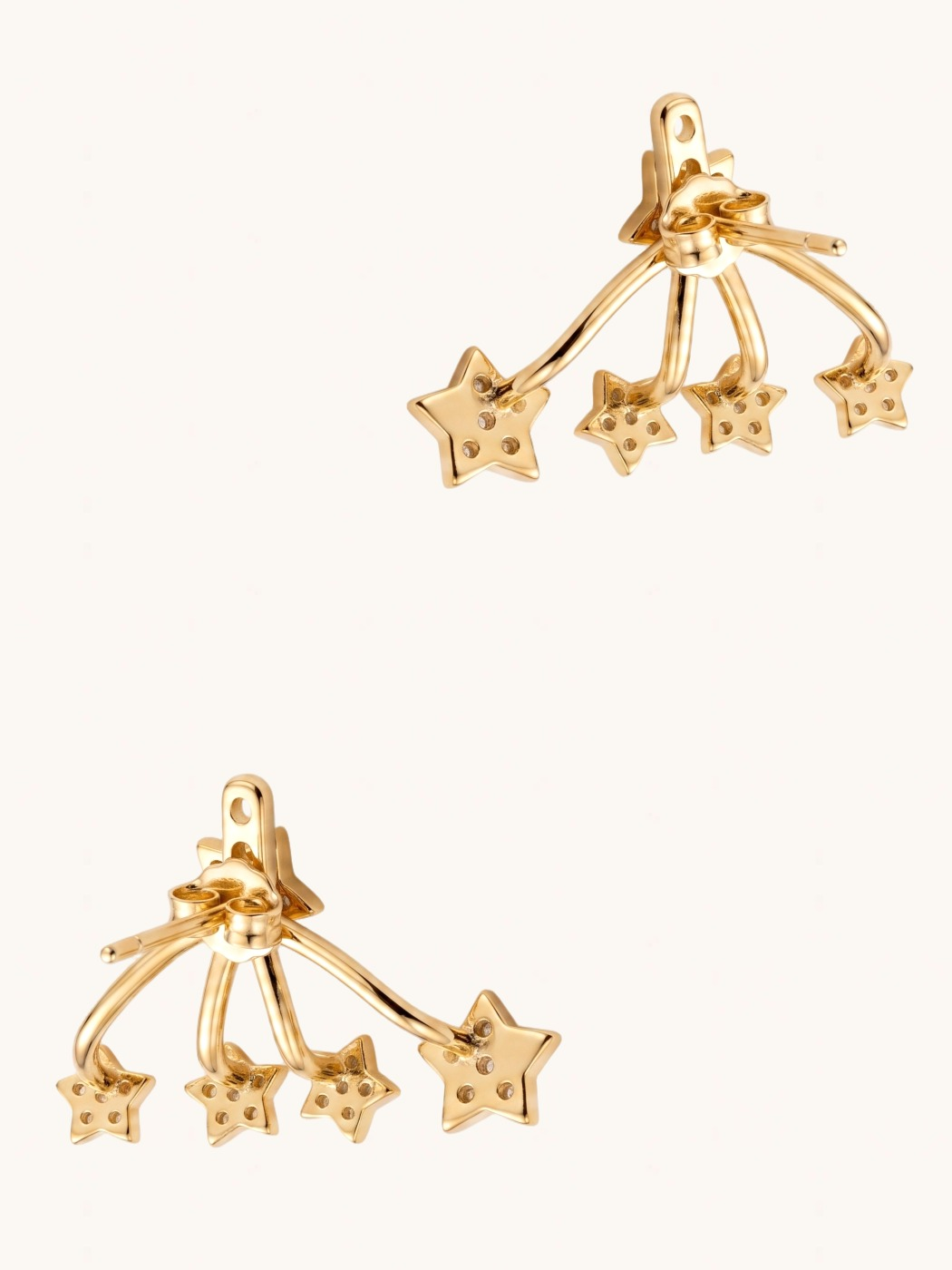 Rear View of Jia Ear Jacket Earrings Jewelry for Pierced Ears 18k Gold Plated 925 Sterling Silver 2 cm 2.1gms
