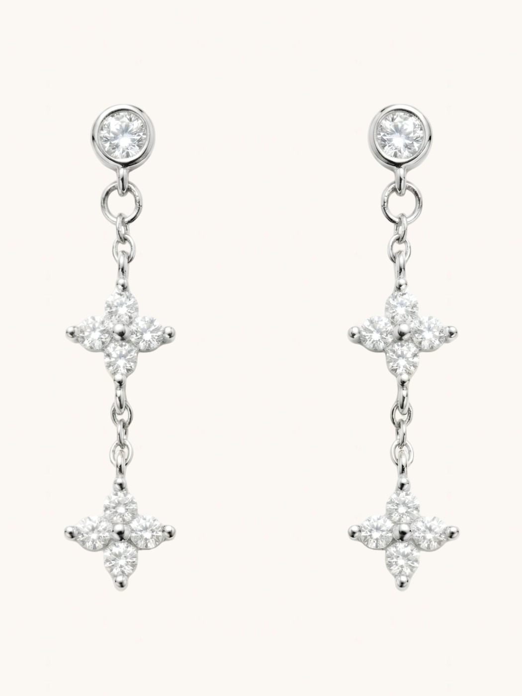 Front View of Irene Star Charm Dangle Earrings in 925 Sterling Silver Jewelry for Pierced Ears 1.2gms