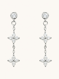 Front View of Irene Star Charm Dangle Earrings in 925 Sterling Silver Jewelry for Pierced Ears 1.2gms