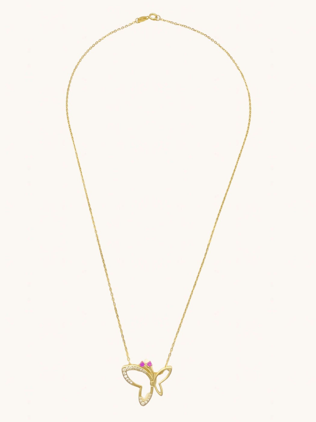 Rear View of Amber Butterfly Necklace in 18K Gold Plated Sterling Silver Adjustable Length 18k 925 Metal One Size 2.9gms