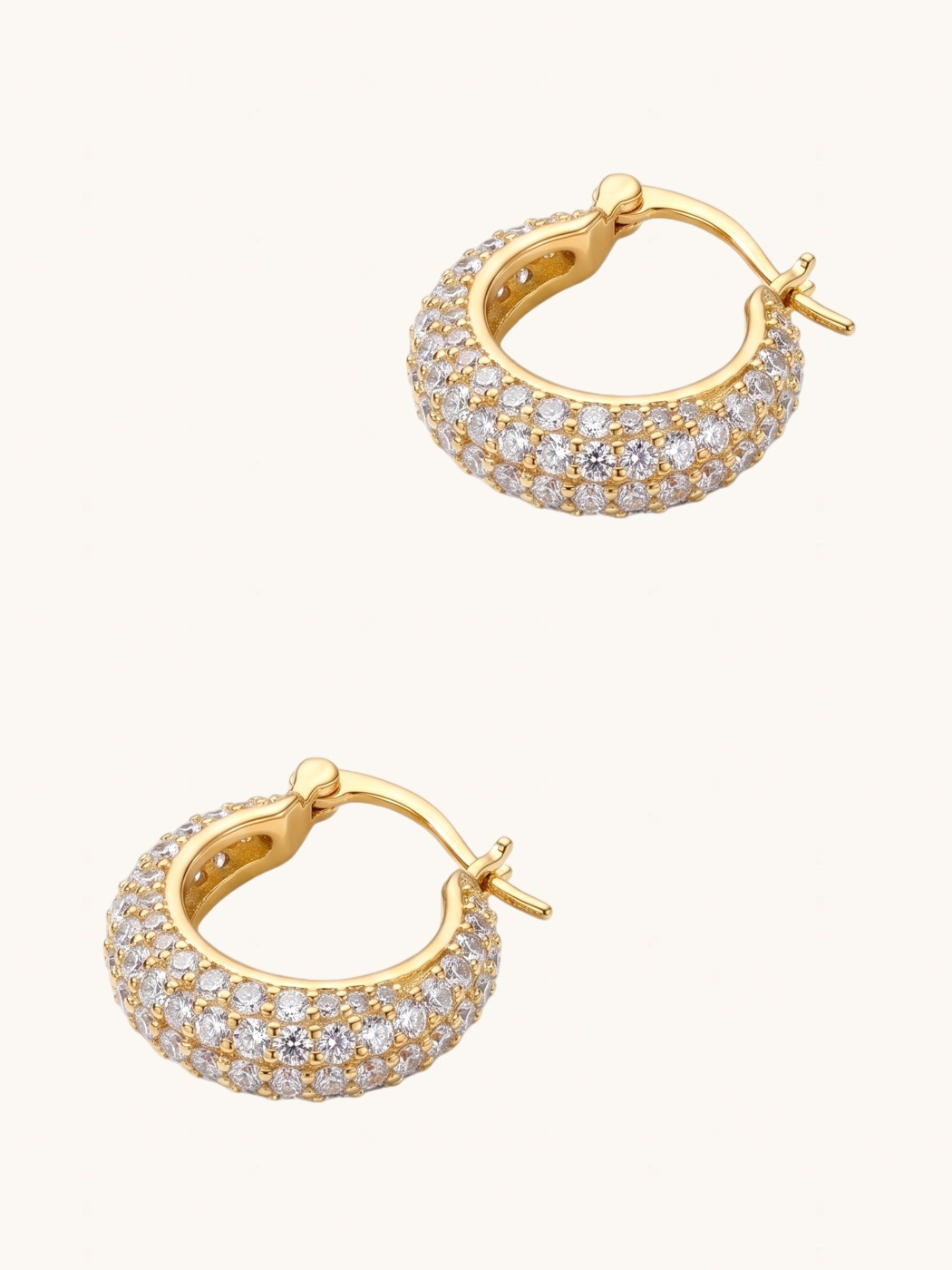 Rear View of Dina Hoops in 18k Gold Plated Metal Jewelry for Pierced Ears Brass One Size 5.5gms