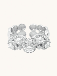 Front View of Orina Open Ring In Rhodium Plated Metal